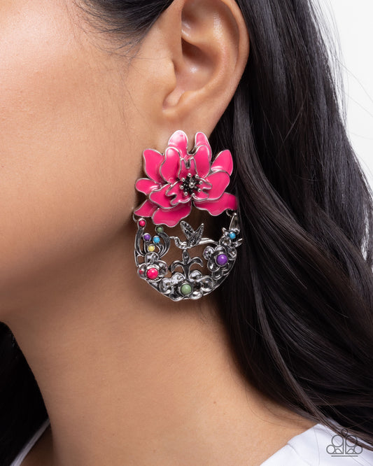 Hummingbird Homecoming - Pink - Paparazzi Earring Image