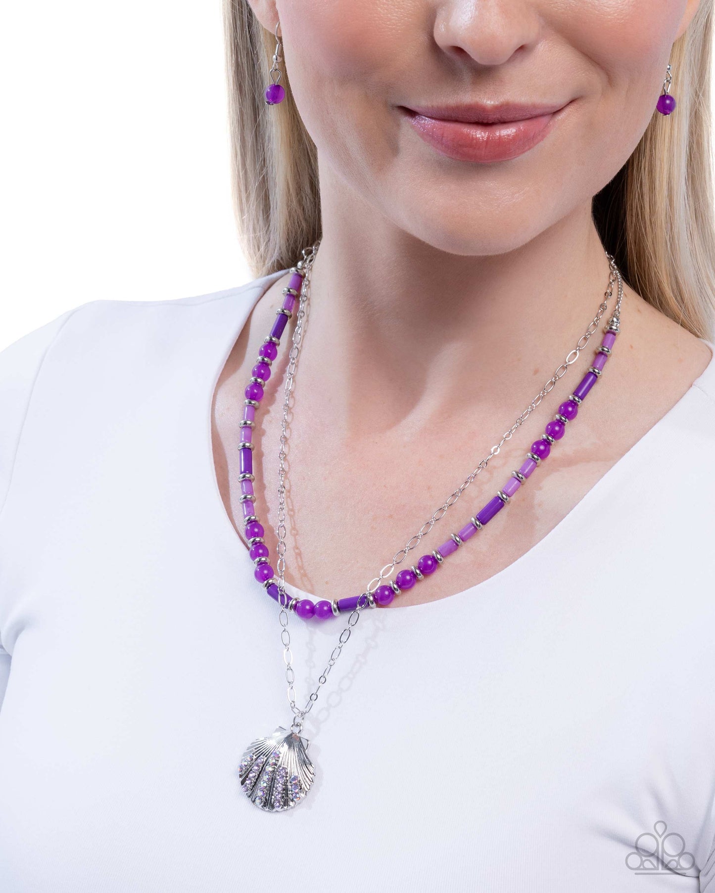 Superior Seashell - Purple - Paparazzi Necklace Image