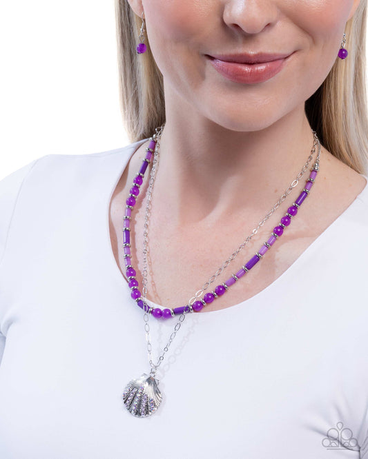 Superior Seashell - Purple - Paparazzi Necklace Image