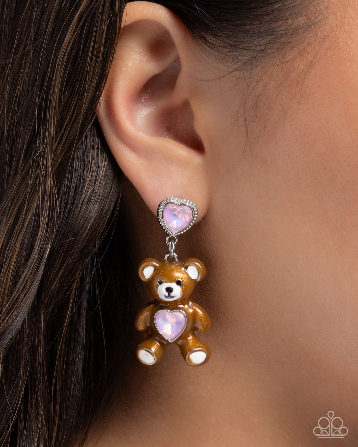 Traditional Teddy - Pink - Paparazzi Earring Image