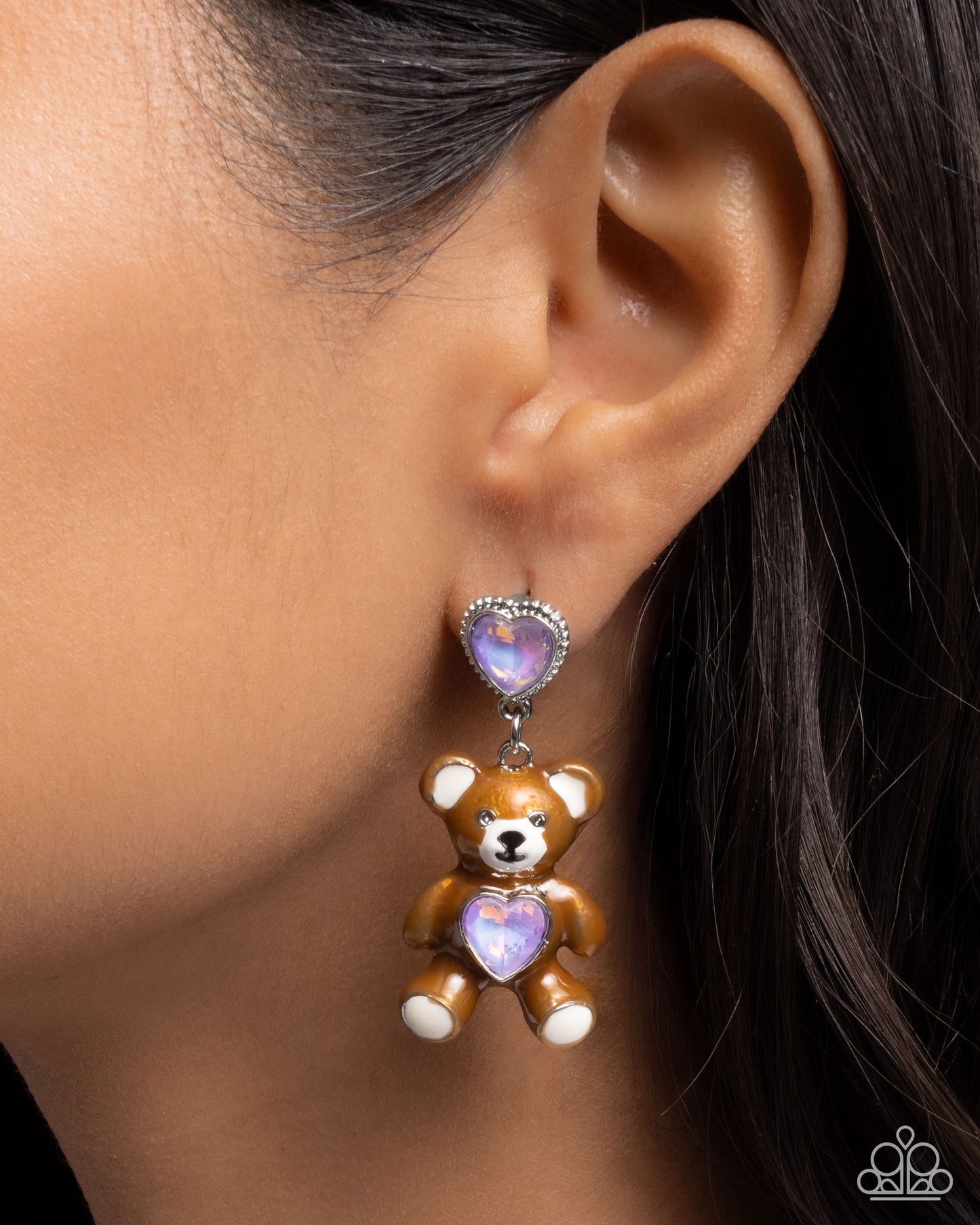 Traditional Teddy - Purple - Paparazzi Earring Image