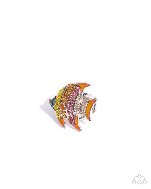 Swimming in Style - Orange - Paparazzi Ring Image