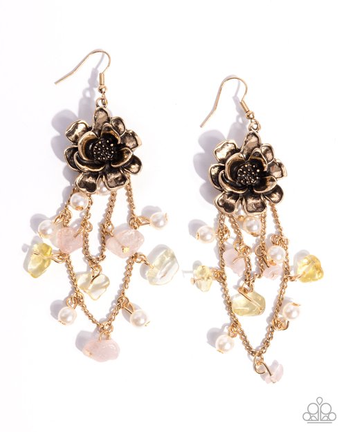 Carefree Cascade - Yellow - Paparazzi Earring Image