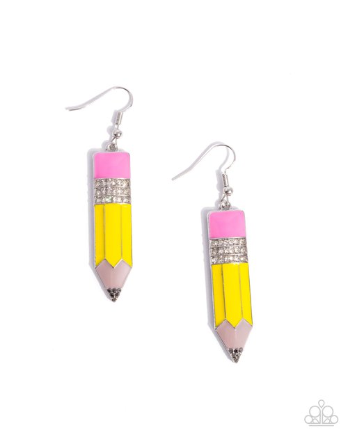 Iconic Institution - Yellow - Paparazzi Earring Image