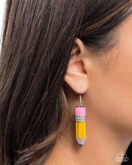 Iconic Institution - Yellow - Paparazzi Earring Image