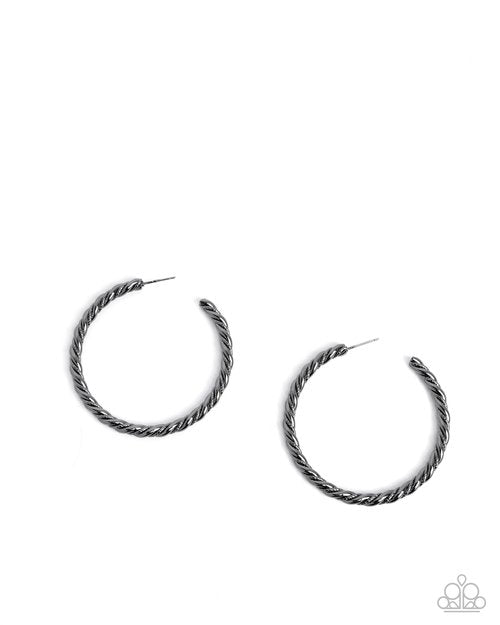Coiled Class - Black - Paparazzi Earring Image