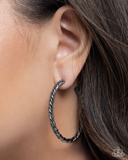 Coiled Class - Black - Paparazzi Earring Image