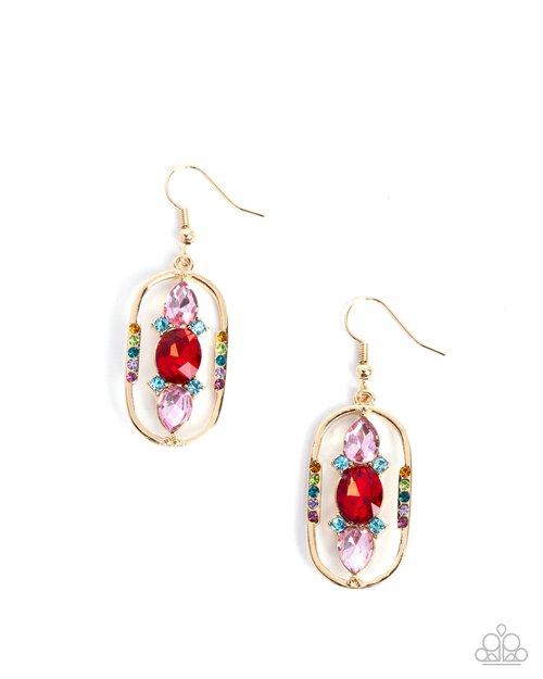 Sit and Stare - Red - Paparazzi Earring Image