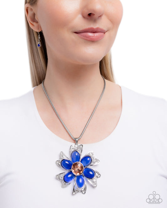 Floral Figurehead - Blue - Paparazzi Necklace Image