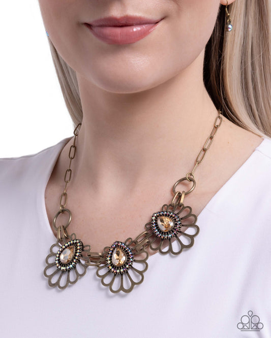 Teardrop Timeline - Brass - Paparazzi Necklace Image