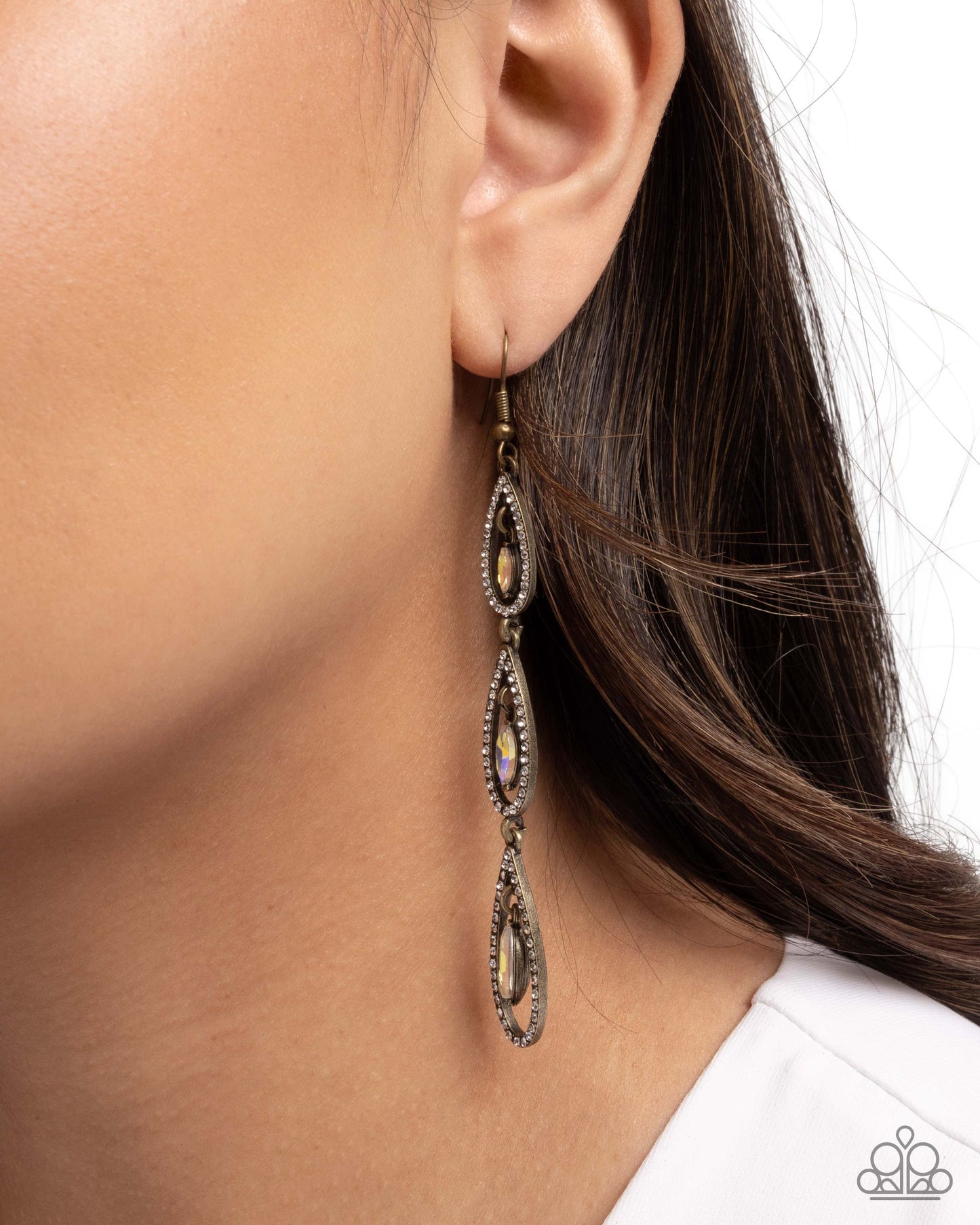 Teardrop Tenure - Brass - Paparazzi Earring Image