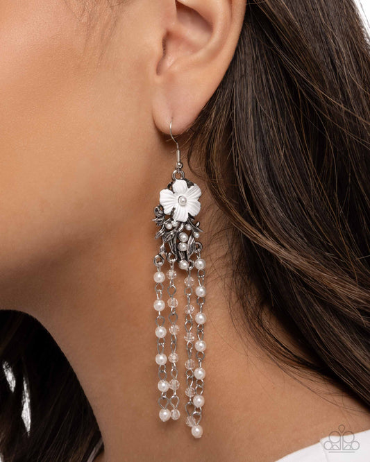 Flawless Floral - White - Paparazzi Earring Image