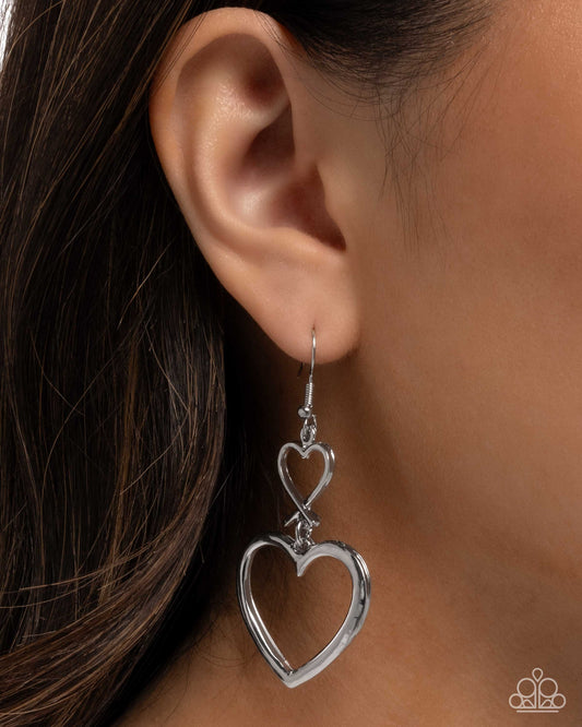 Sweetheart Symmetry - Silver - Paparazzi Earring Image