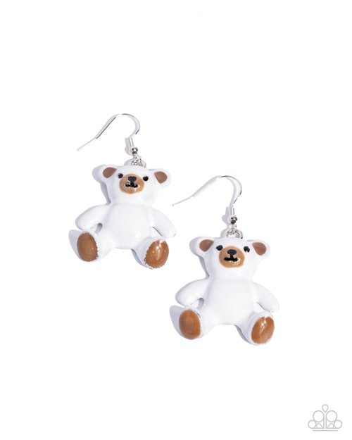 Teddy Trinket - White - Paparazzi Earring Image