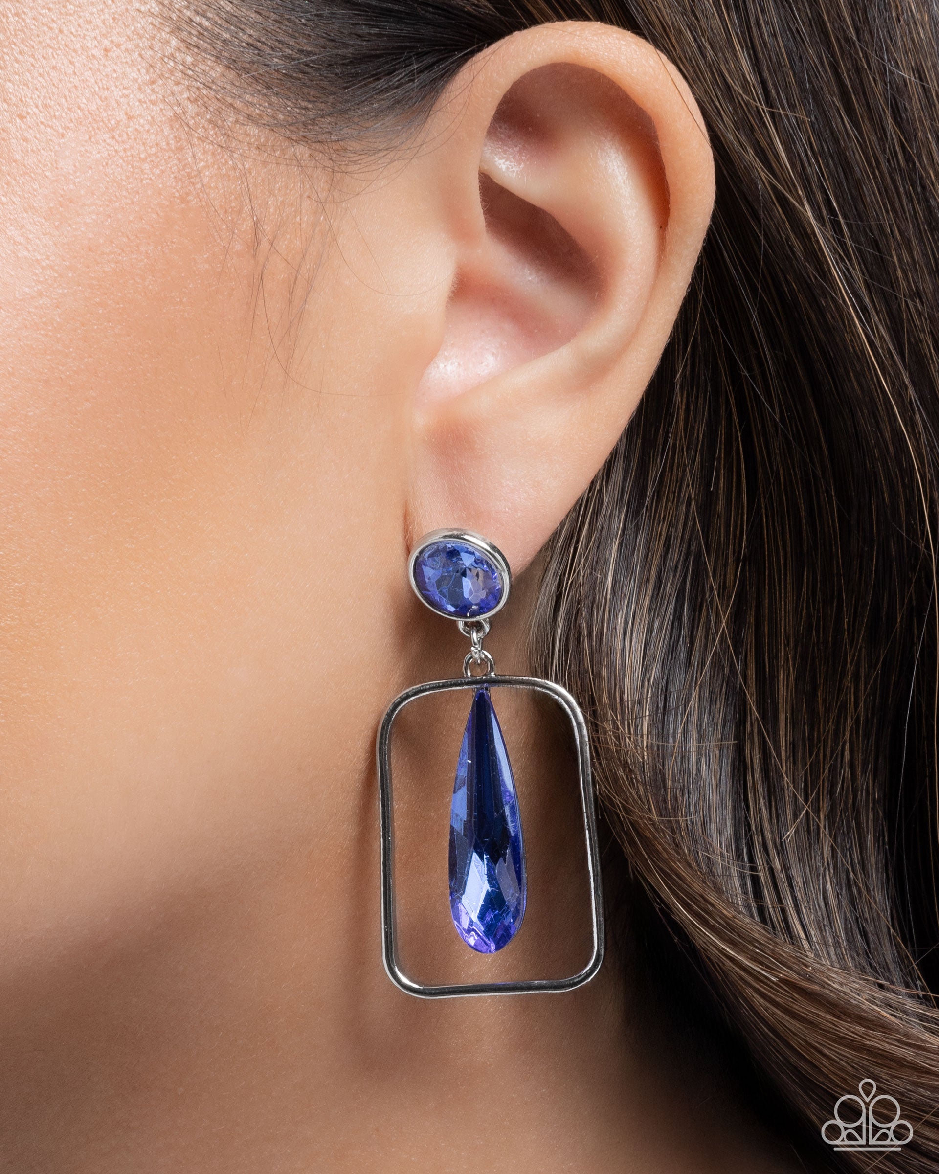 Future Framing - Blue - Paparazzi Earring Image