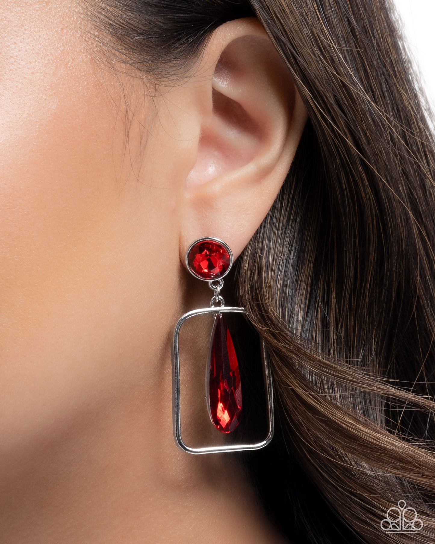 Future Framing - Red - Paparazzi Earring Image