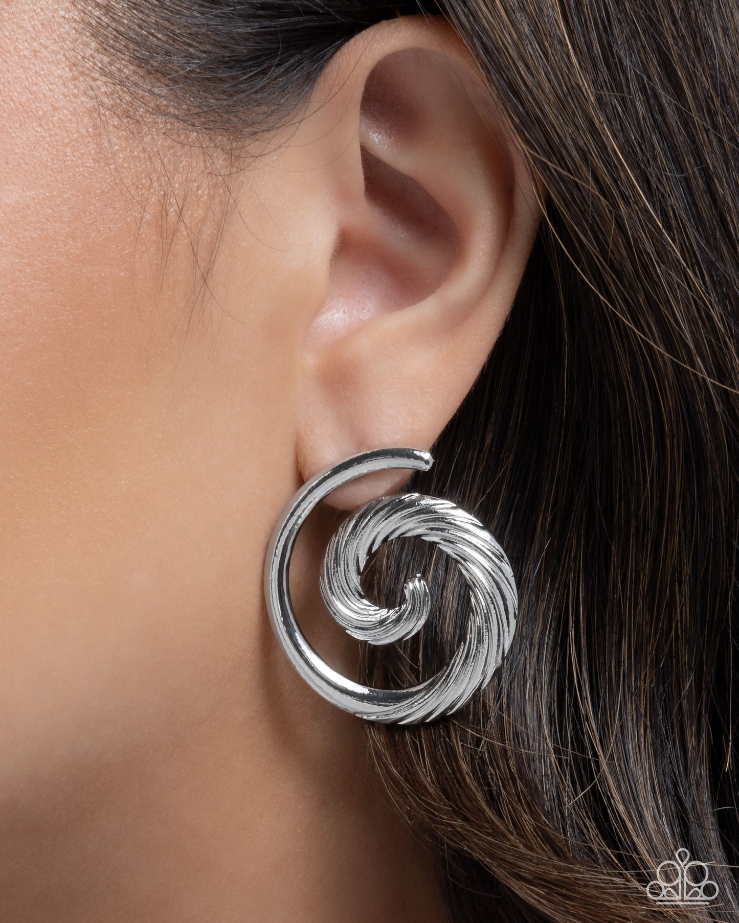 Spiral Silhouette - Silver - Paparazzi Earring Image