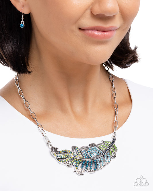 Fancy Feather - Blue - Paparazzi Necklace Image
