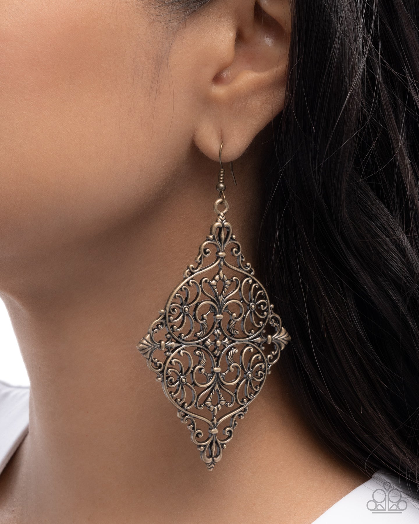 First-Place Filigree - Brass - Paparazzi Earring Image