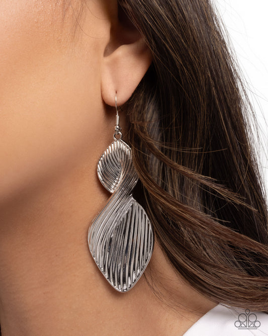 Skinny Spiral - Silver - Paparazzi Earring Image