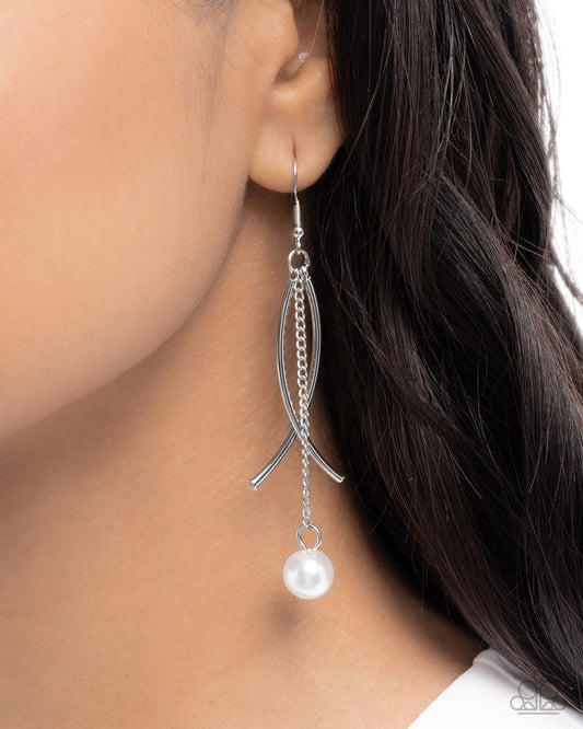 Captivating Curves - White - Paparazzi Earring Image