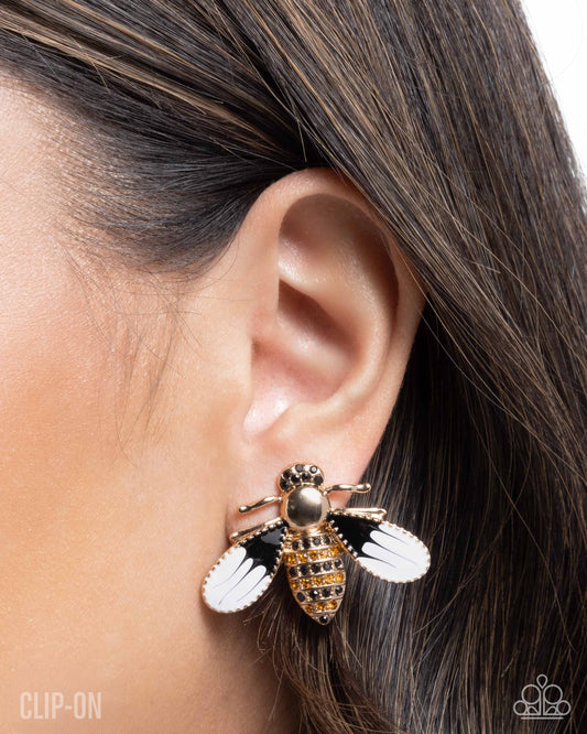 Blissful Bee - Gold - Paparazzi Earring Image