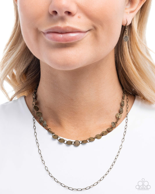 Dominant Discs - Brass - Paparazzi Necklace Image