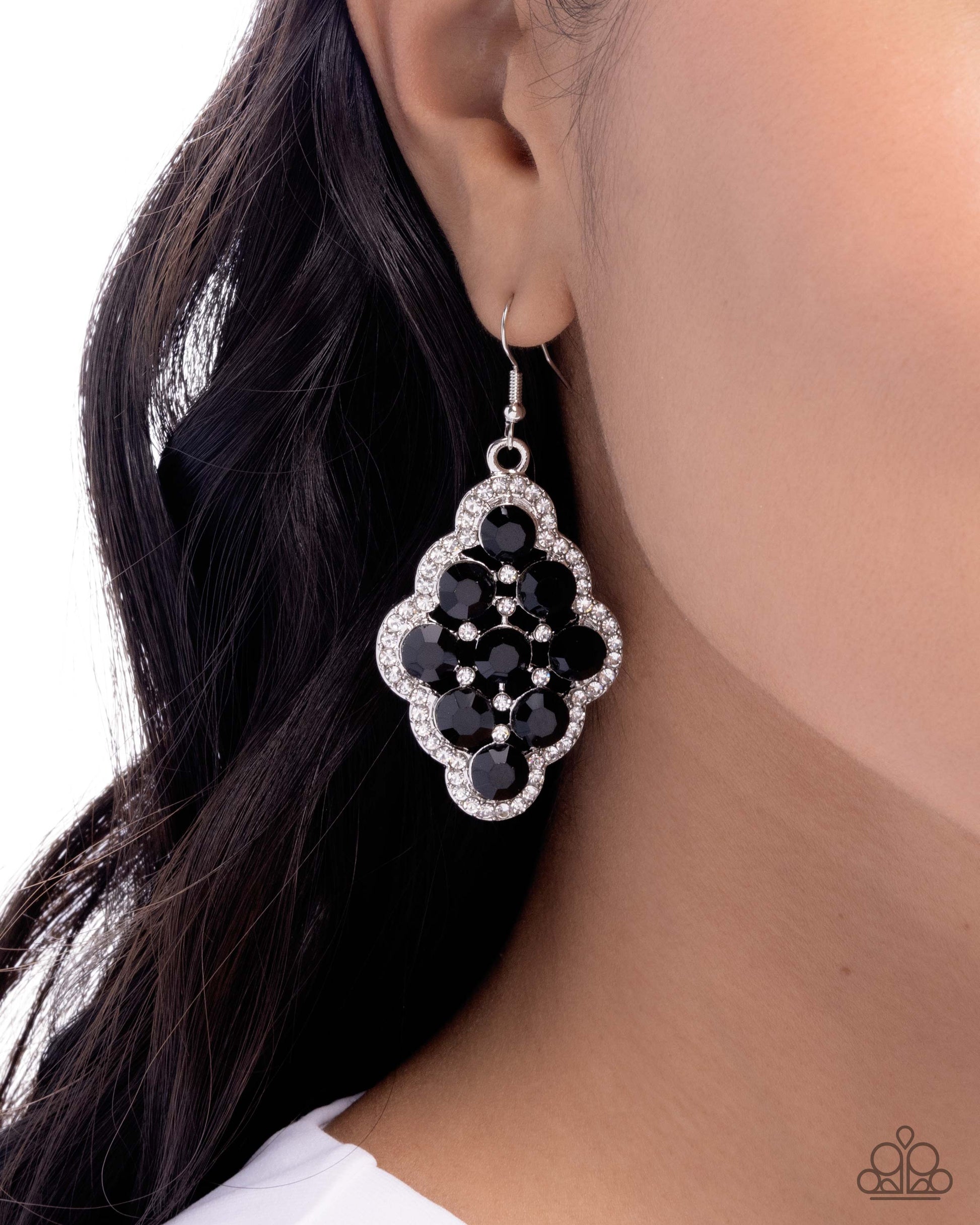 Scalloped Shimmer - Black - Paparazzi Earring Image