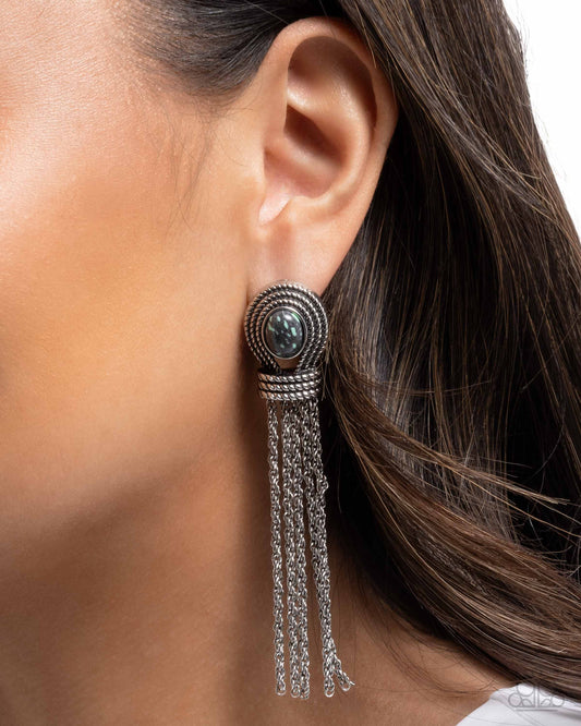 Santa Fe Spell - Black - Paparazzi Earring Image