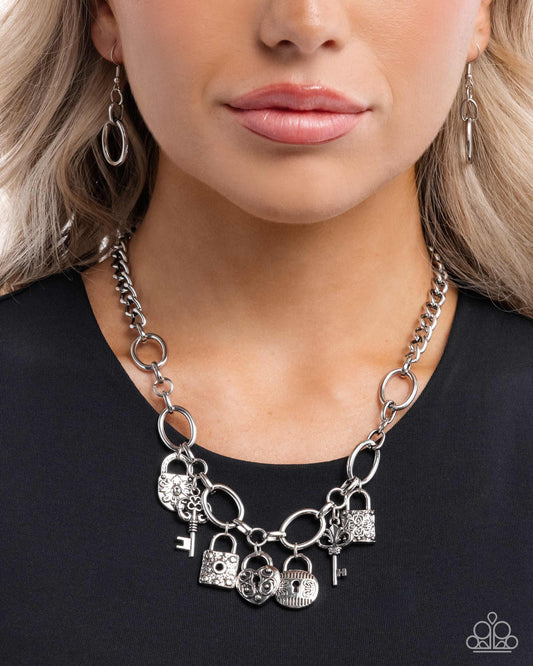 Padlock Pairing - Silver - Paparazzi Necklace Image