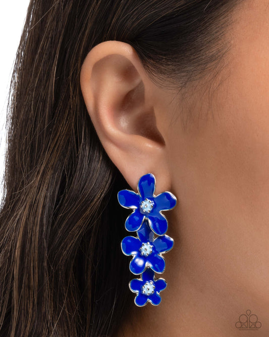 Crack of BLOOM - Blue - Paparazzi Earring Image
