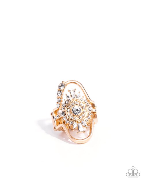 Ornate Oval - Gold - Paparazzi Ring Image