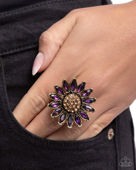 Sunflower Setting - Brass - Paparazzi Ring Image