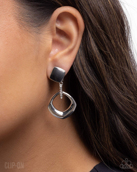 Square Shopaholic - White - Paparazzi Earring Image