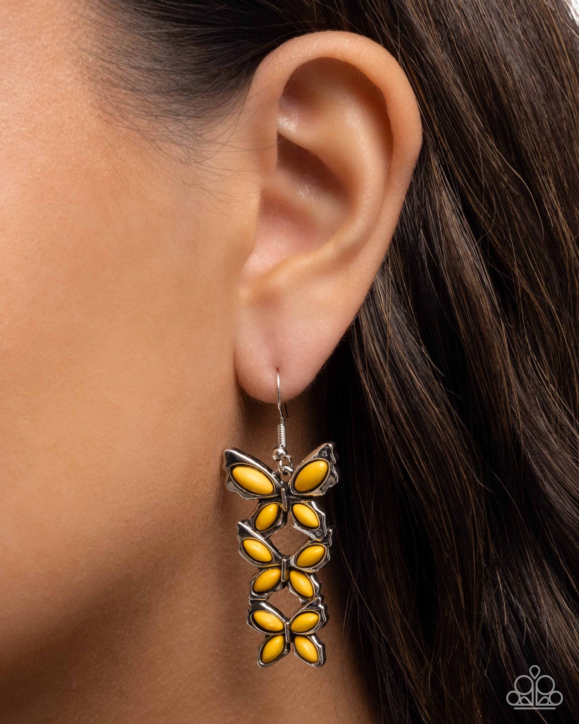 Fluttering Fantasy - Yellow - Paparazzi Earring Image