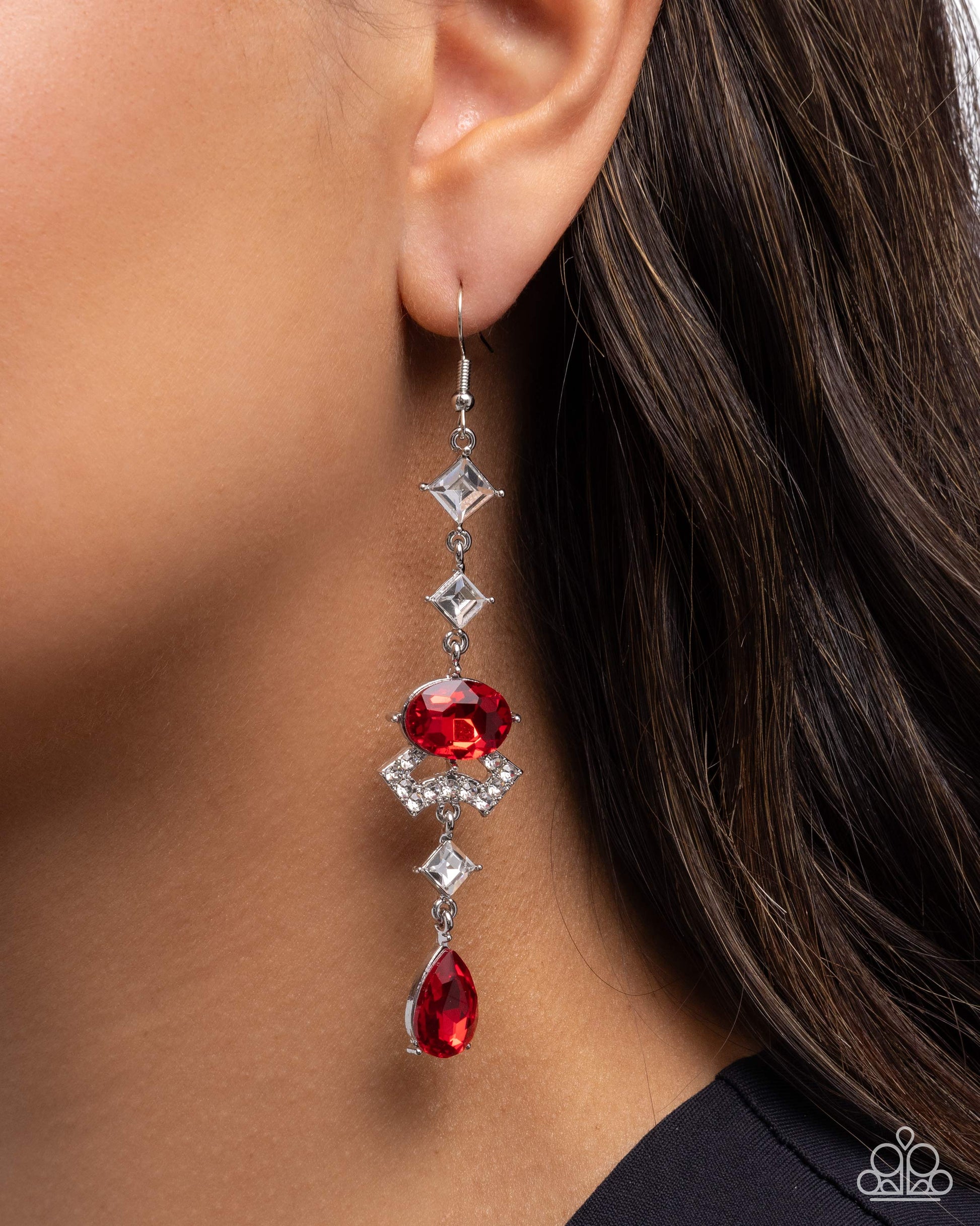 Unmatched Shimmer - Red - Paparazzi Earring Image