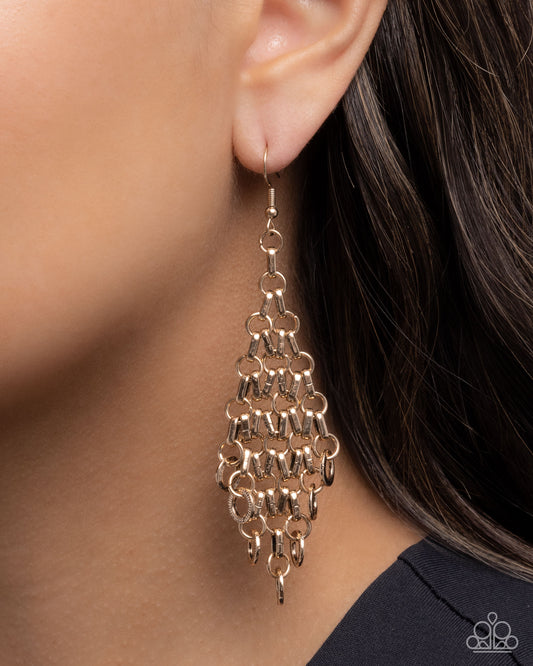 Decisive Delivery - Gold - Paparazzi Earring Image