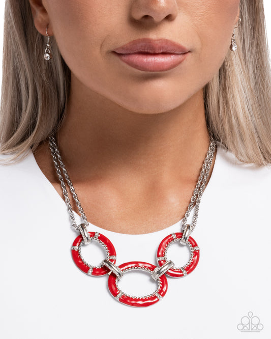 Teamwork Makes the Dream Work - Red - Paparazzi Necklace Image