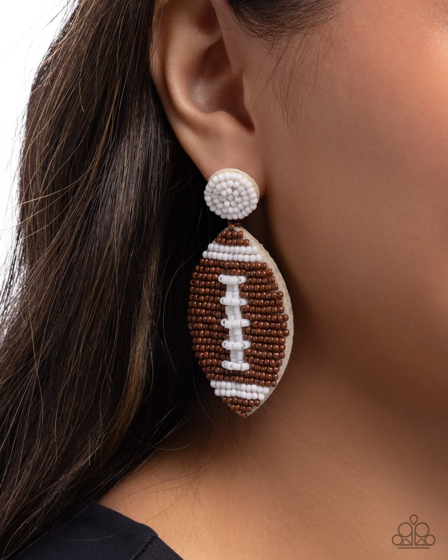 Football Fan - Brown - Paparazzi Earring Image