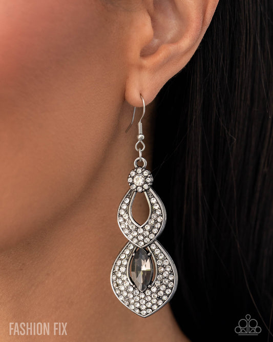 Notably Noir - Silver - Paparazzi Earring Image
