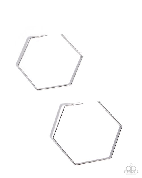 Handcrafted Hexagons - Silver - Paparazzi Earring Image