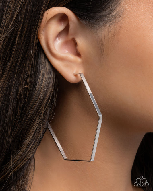 Handcrafted Hexagons - Silver - Paparazzi Earring Image