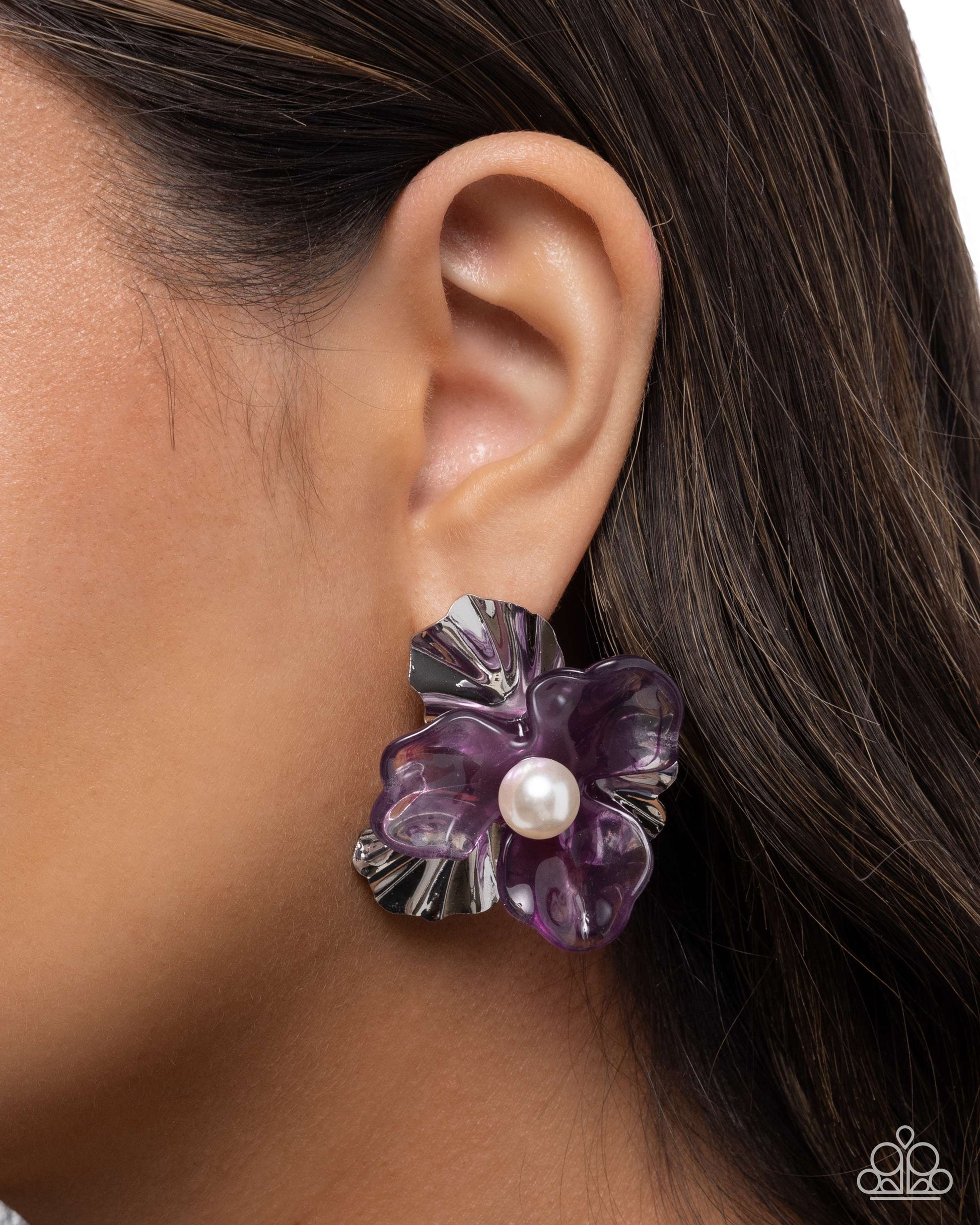 Frank Flowers - Purple - Paparazzi Earring Image