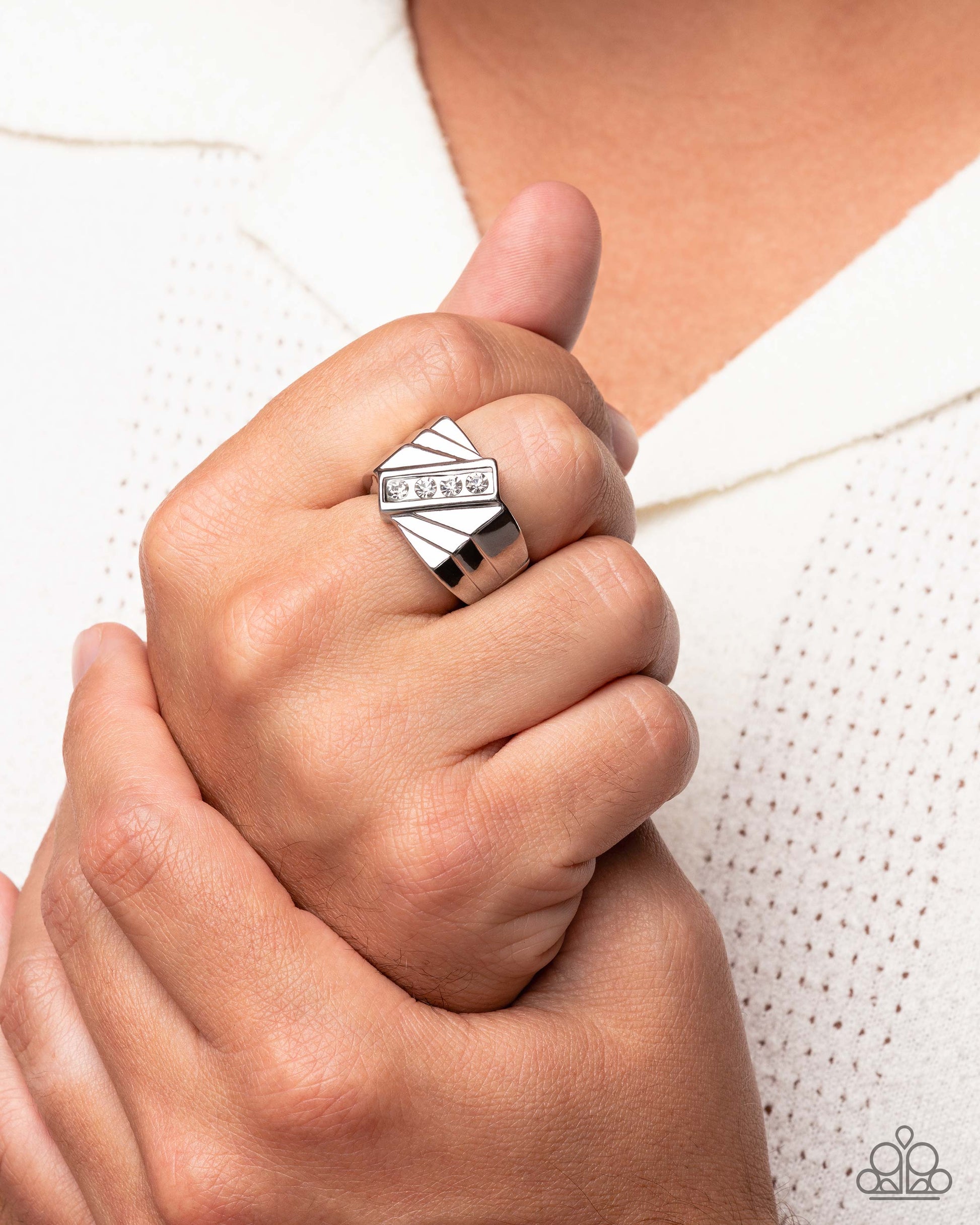 Tilted Triumph - White - Paparazzi Ring Image