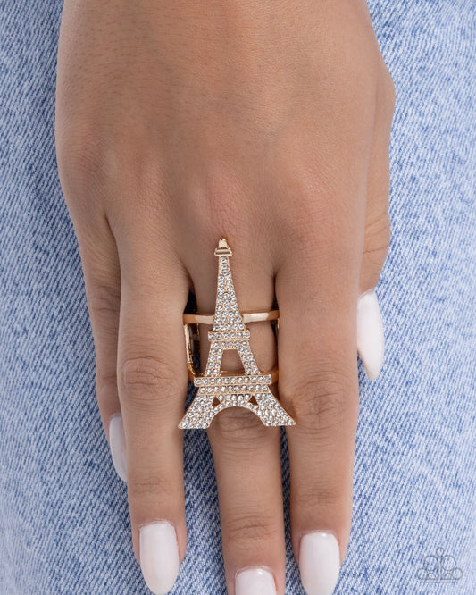 Eiffel Tower Ease - Gold - Paparazzi Ring Image