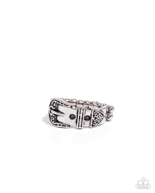 Buckle Bravado - Silver - Paparazzi Ring Image