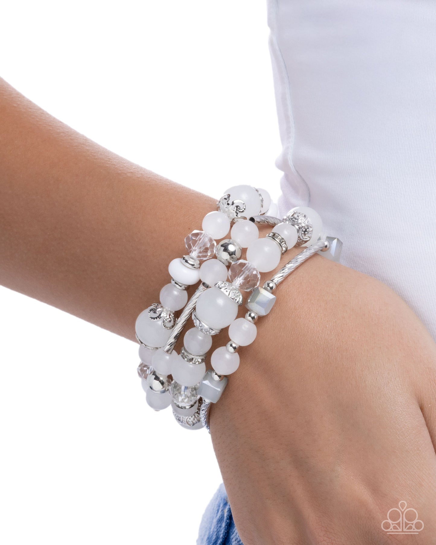 Endearing Ease - White - Paparazzi Bracelet Image