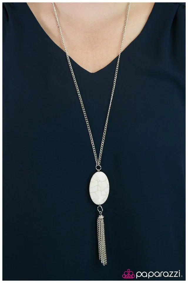 Paparazzi Necklace ~ Born to Ride - White