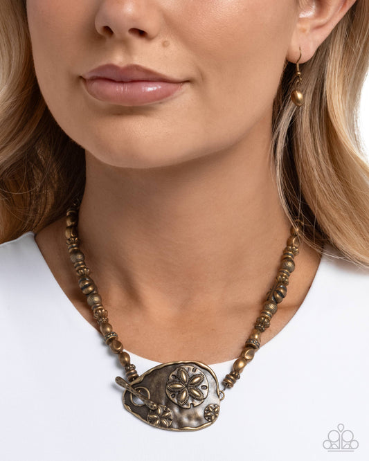 Sand Dollar Statement - Brass - Paparazzi Necklace Image