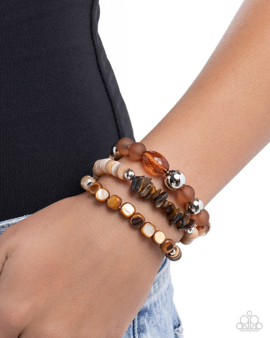 Seasonal Stretch - Brown - Paparazzi Bracelet Image